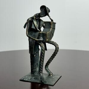 J829 - Vintage M. Grum Brass Figure Playing An Accordian